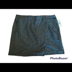 Tommy Hilfiger Vintage Green Wool Wrap Tweed Mini Skirt Size 12 New!